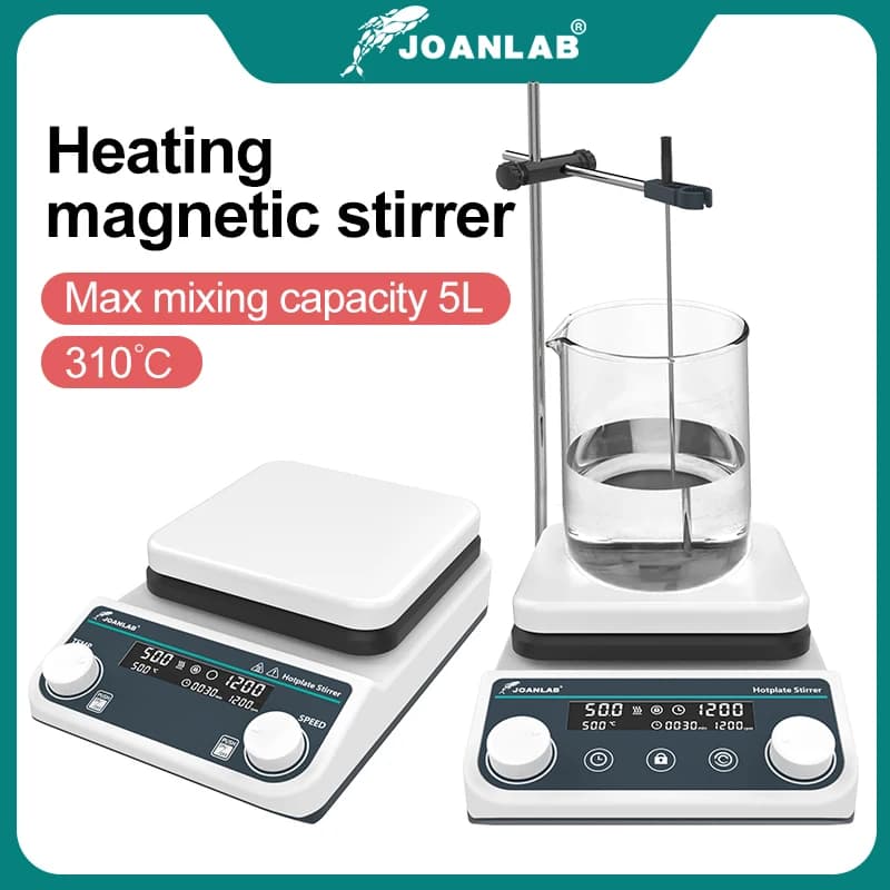 JOANLAB Agitatore magnetico da laboratorio Display digitale Riscaldamento Miscelatore magnetico termostatico Piastra riscaldante 5L 1500 giri/min