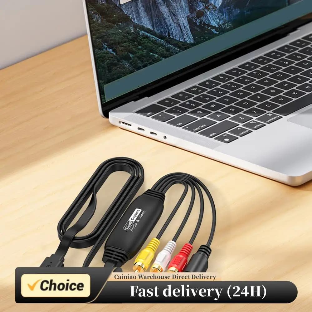 Cavo da 1 m Scheda di acquisizione video senza driver USB AV/RCA/S-Video 1080P Multi-dispositivo di acquisizione segnale (VHS/DVD) compatibile