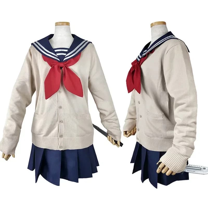Cosplay costume Anime My Hero Academia, Knit coat, Gonna Marine Style, Uniform JK, Halloween costume Himiko Toga
