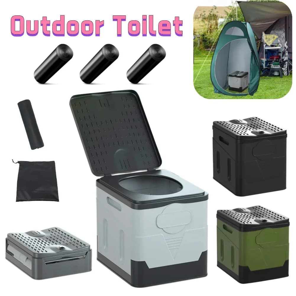 Toilette portatile per auto, secchio per la spazzatura, viaggio, campeggio all'aperto, toilette pieghevole, riutilizzabile per emergenza, guida autonoma per bambini adulti