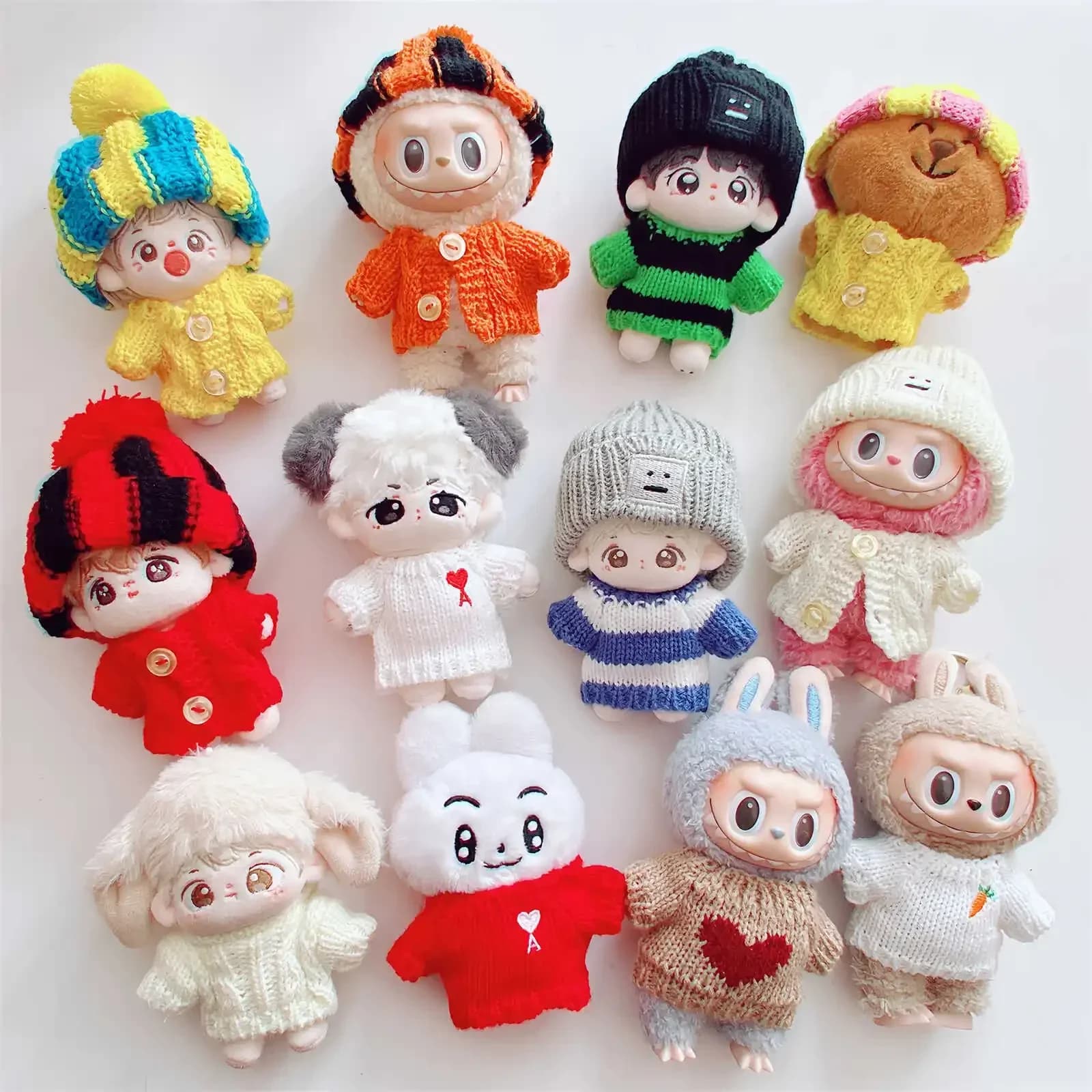 10 centimetri Carino Mini Peluche Vestiti della Bambola Vestito Accessori Per La Corea Kpop Eso Labubu Idol Bambole Maglione Cappello Abbigliamento FAI DA TE Regalo Del Capretto