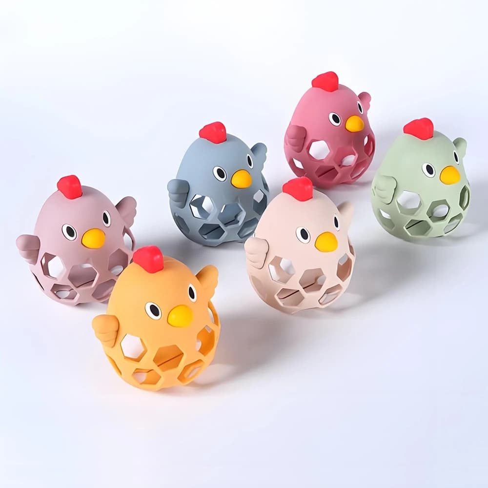 Giocattoli per Neonati Montessori: Sonaglio, Massaggiagengive Sensoriale, Campanella da Letto, Palla in Silicone, Giochi Educativi per Bambini 0-36 Mesi
