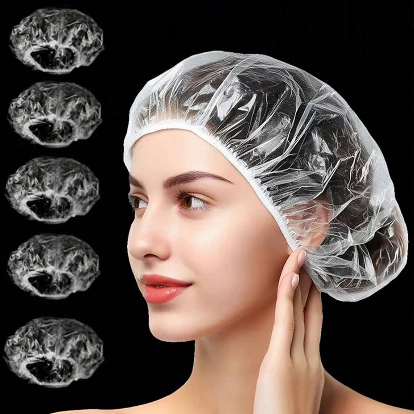 Disposable 50/100 pcs waterproof stretch shower head, can be used as shoe covers, suitable for bathroom, hair care, laptop