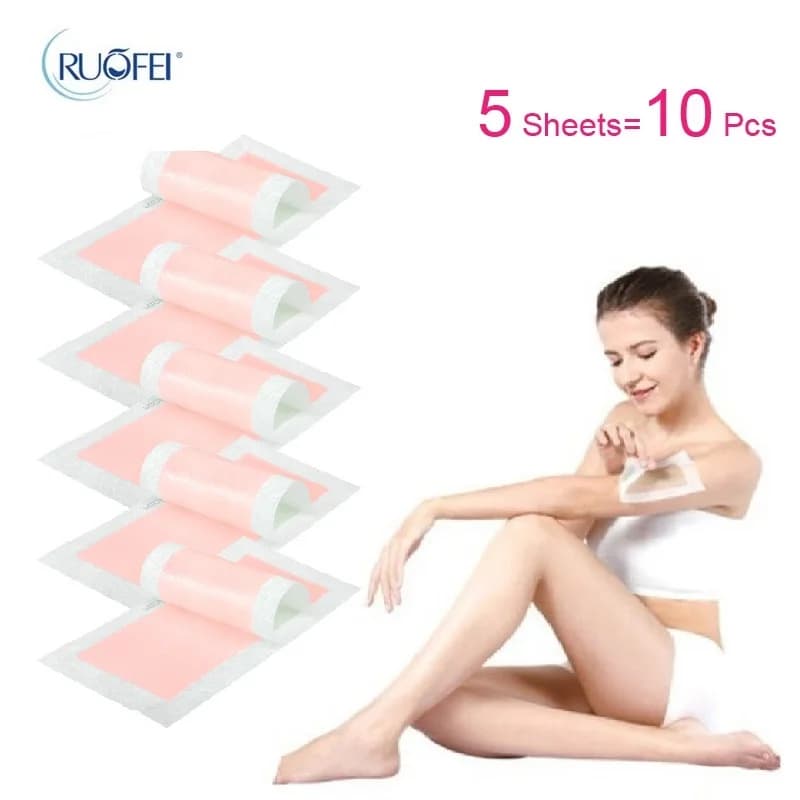 10 pz/lotto Strisce Depilatorie in Carta Non Tessuta per Rimozione Peli - Patch per Ceretta Viso/Gambe/Zona Bikini
