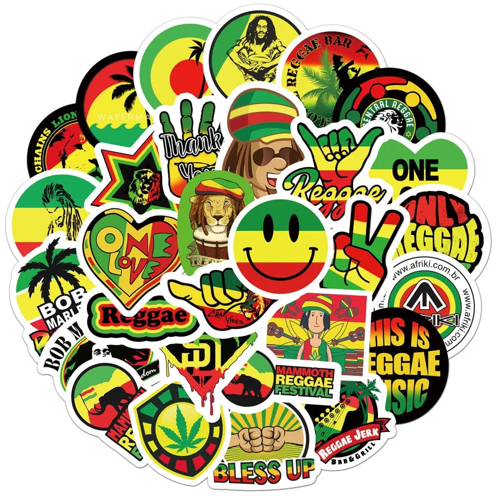 10/30/50pcs Cool Reggae Rock Music Cartoon Stickers Personalized Graffiti Decals Skateboard Laptop Phone Bike Waterproof Sticker
