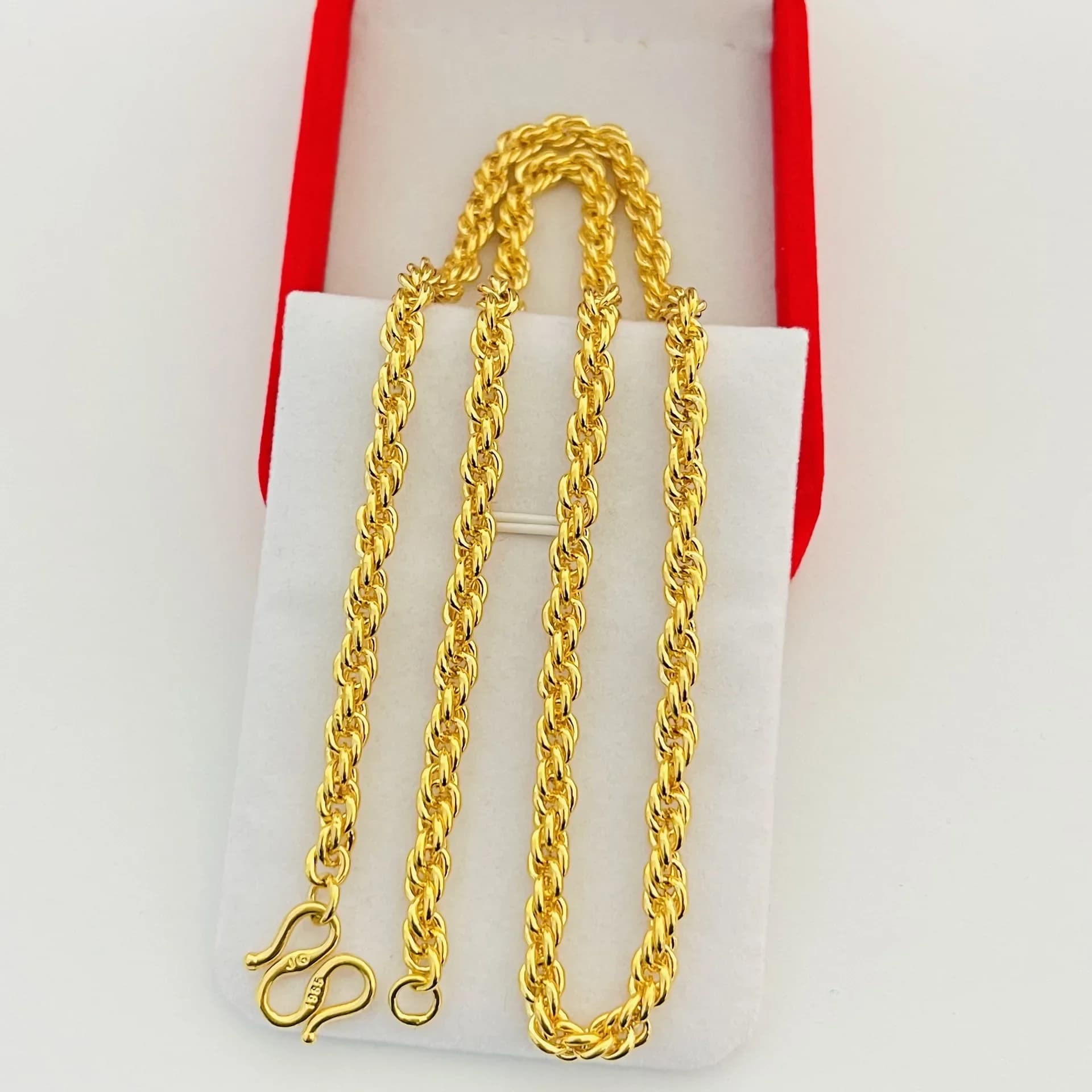 Luxury 24K gold real gold jewelry string necklace for man and woman au999999 Yellow gold spiral chain with fine twist