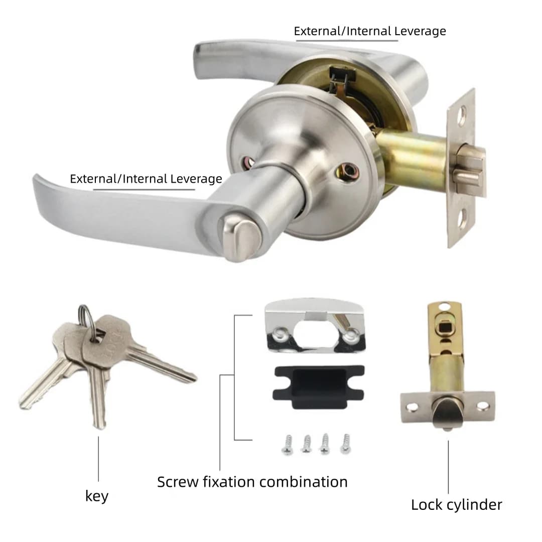 Maniglia per porta domestica Serratura rotonda di sicurezza Privacy Porte anteriori scorrevoli Serrature con chiave per ingresso per soggiorno camera da letto