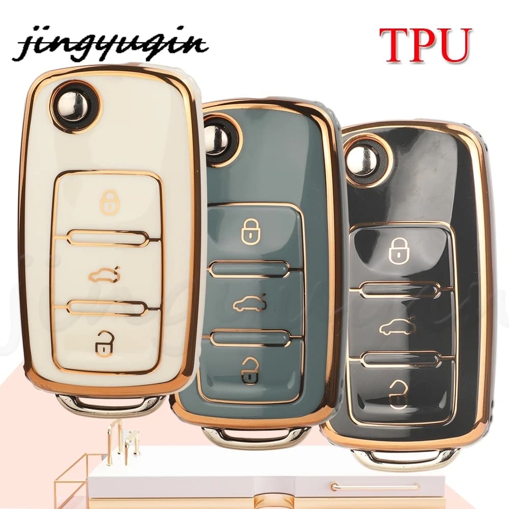 jingyuqin New Arrival TPU Car Flip Key Cover For VW Polo Golf Passat Tiguan Beetle Caddy Eos Skoda Octavia Seat Leon Altea