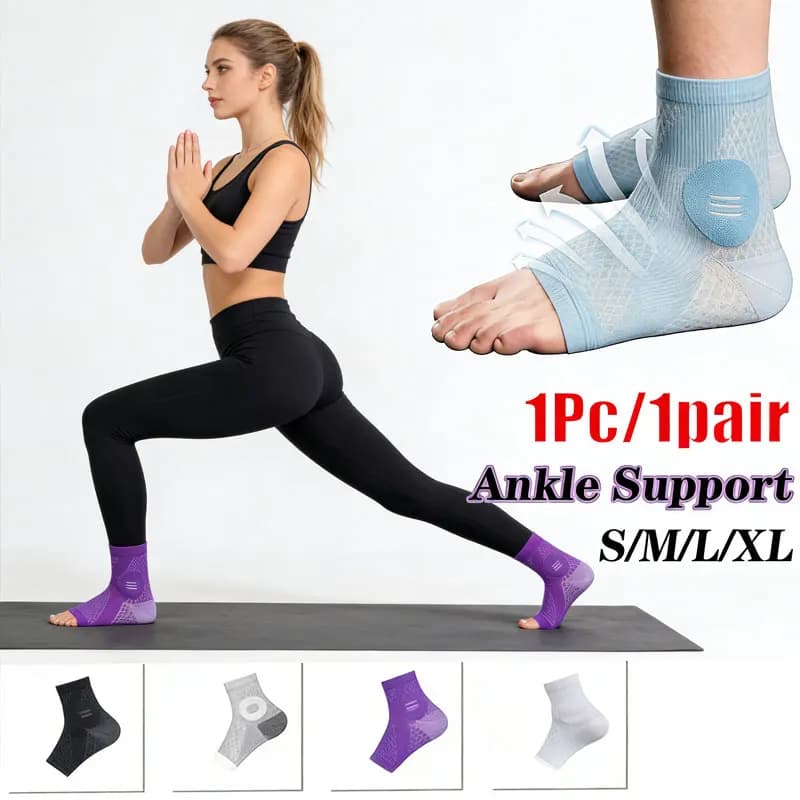 1 pair of ankle compression socks, foot compression sleeves with foot support for the arch and ankle, open-tip design, socks for neuropathy