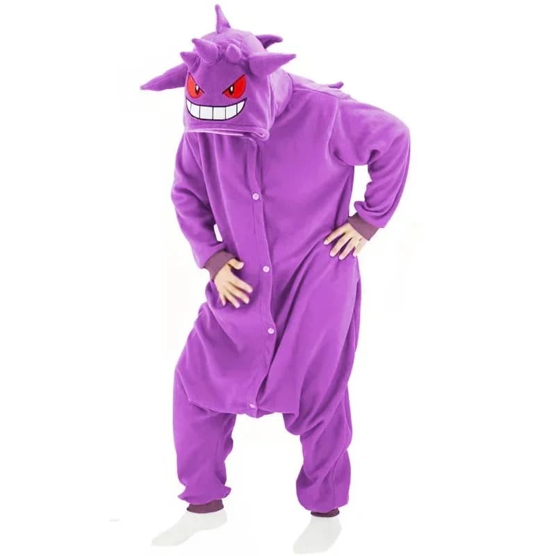 Gengar Purple Demon Soul Costumes Cosplay Animal Kigurumi With Hood Cartoon Onesies Pigiama For Christmas Halloween party