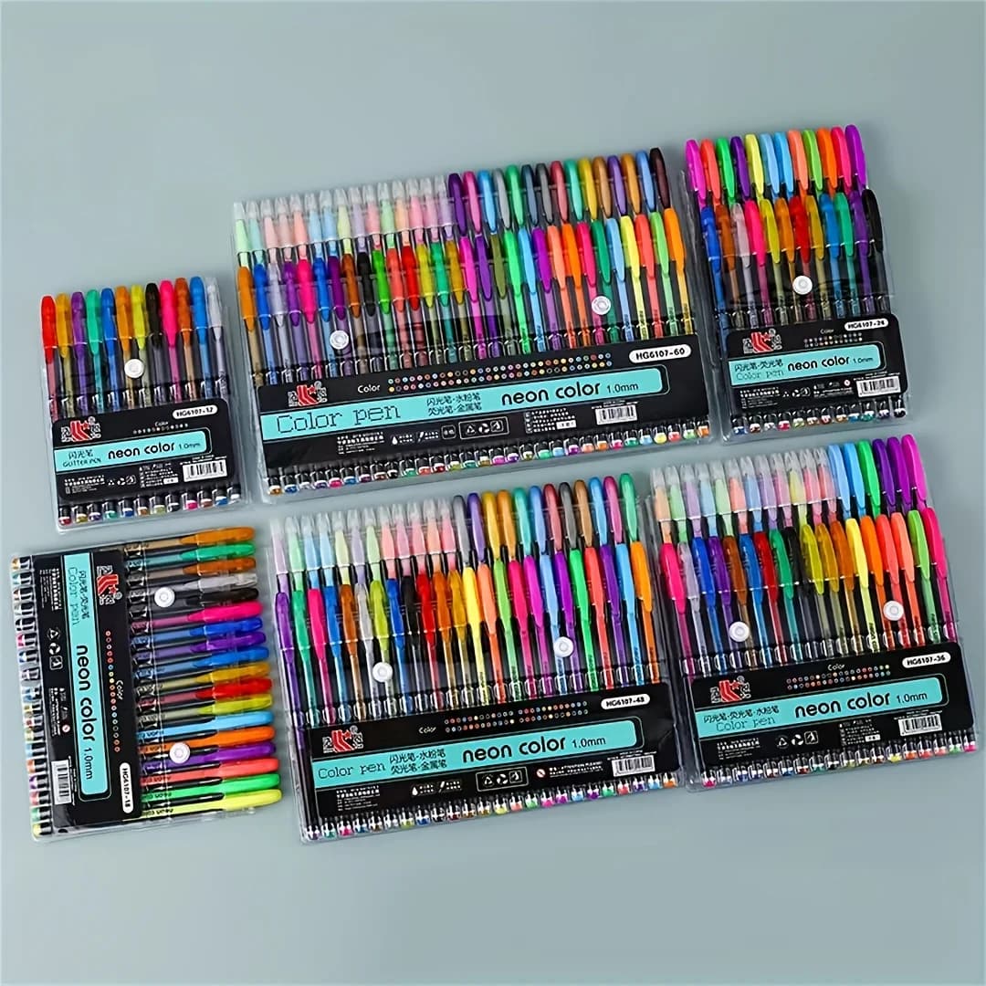 12/18/24/36/48 color fine-tip gel pen sets, unique colored artistic marking pens, suitable for doodling, painting, writing, sket
