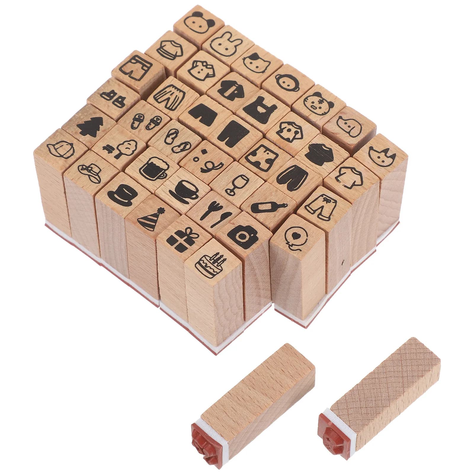 Set di 42 Timbri in Gomma a Forma di Animali, Mini Timbri con Base in Legno, Design Carino per Artigianato, Diari Fai-da-Te, Biglietti Fatti a Mano