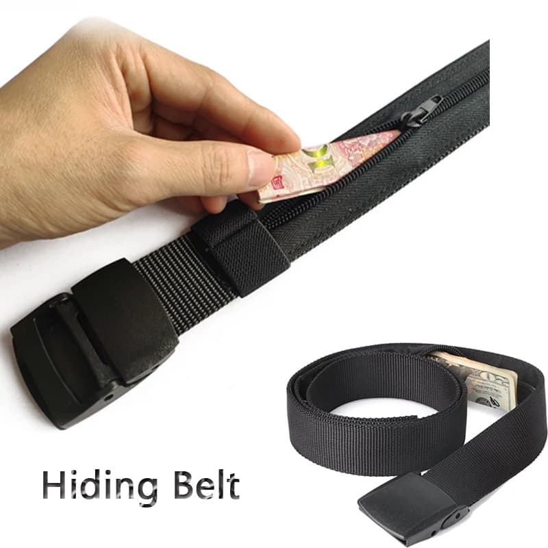 Cintura antifurto per contanti Marsupio da viaggio nero da donna Cintura portatile nascosta per soldi Cintura Portafoglio Marsupio da uomo Cintura nascosta segreta125 cm