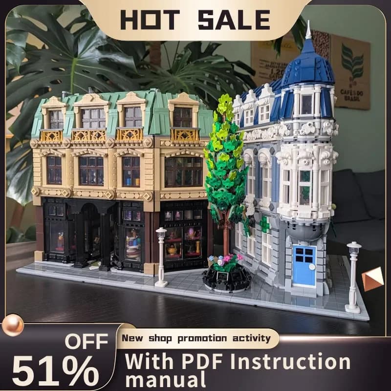 New 10507 Pz Sale Town Warm Street View Moc Old Distric Pattern Custom Puzzle Make Your Ideas Creative Cap Toy Birthday Gift