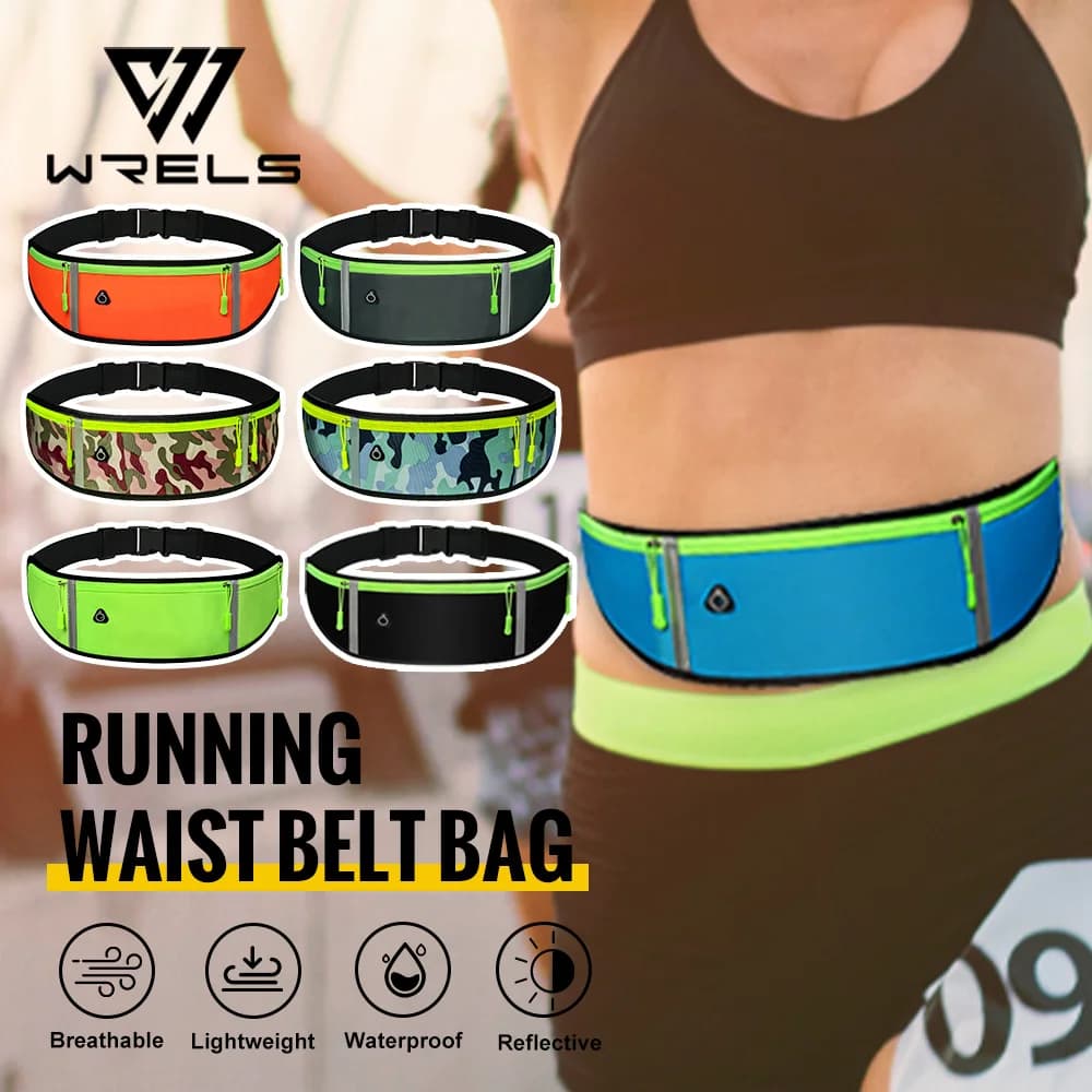 WRELS Outdoor Sport Race Ultra-thin Raincoat Fitness Training Belt Sports Waist Adjustable Waist Waist Bag for Marathon