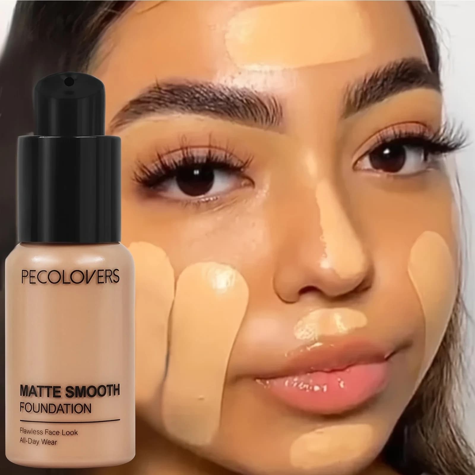 PECOLOVERS Fondotinta liquido con finitura opaca - Correttore antiolio, impermeabile e a copertura totale per tutti i toni della pelle