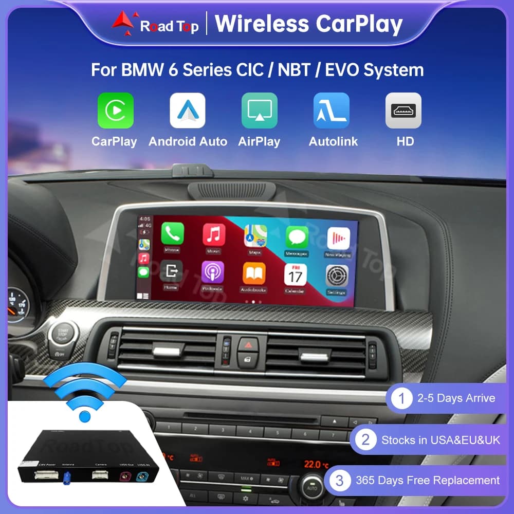 Road Top Wireless CarPlay per BMW serie 6 F06 F12 F13 G32 2010-2020 CIC,NBT,EVO Android Auto Mirror Link AirPlay Car Player