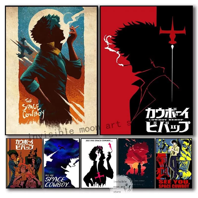 Pop Anime See You Space Cowboy Bebop Smoking Cool Art Poster Tela Pittura Stampa da parete Manga Immagine per soggiorno Home Decor