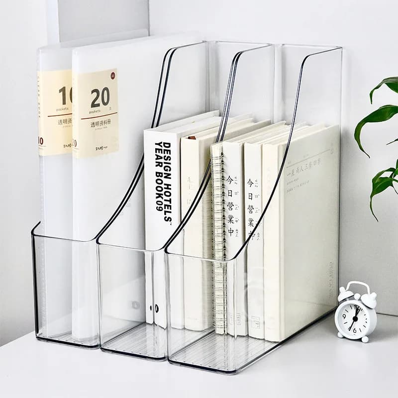 A4 Acrylic Storage Box for Documents Plastic Paper File Organizer Vertical Magazine Door Desk Folder Desktop Supplies