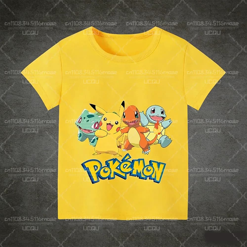 Nuova T-shirt in Cotone Estiva 2026 per Bambini/Adulti con Pocket Monsters, Maglietta a Maniche Corte Pikachu, Abbigliamento Casual Anime alla Moda, Regalo