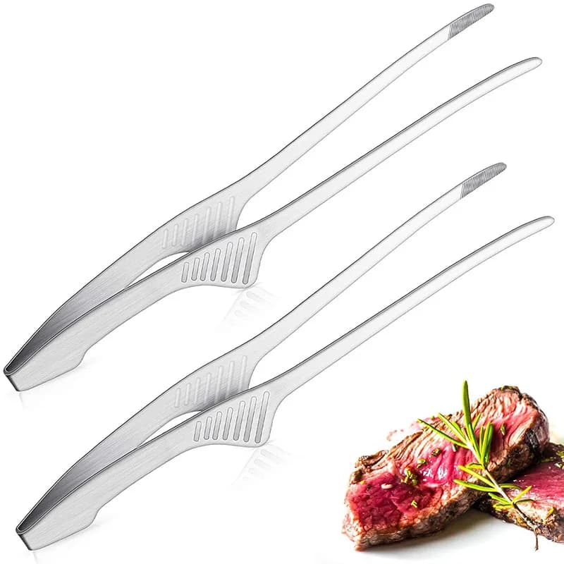 Barbecue dishes Anti-slip kitchen utensils Stainless steel pliers to serve food, salad, camping, barbecue, buffet