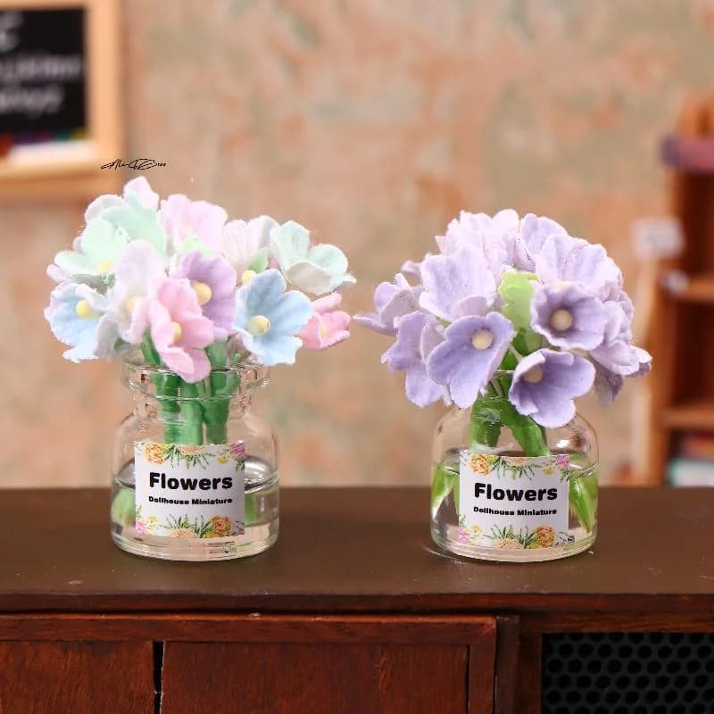 Miniature Flower Jar 1/12 Plant Decorations for Doll Houses Toy Micro Landscape Flower Ornament Vase for Doll House