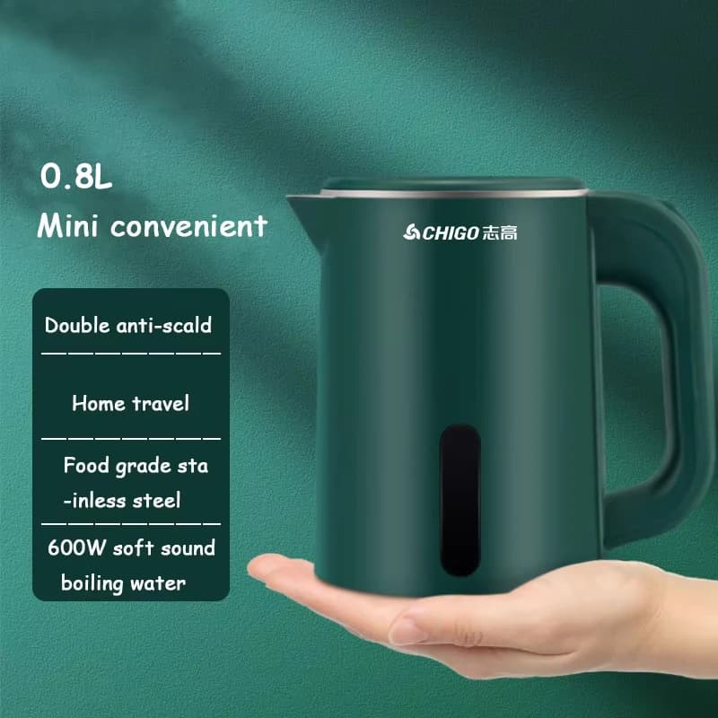 0,8L Mini Electric Kettle, Small Capacity, Stainless Steel 304, Teapot for Hotel and Sleepers, Travel Style Kettle, 220V