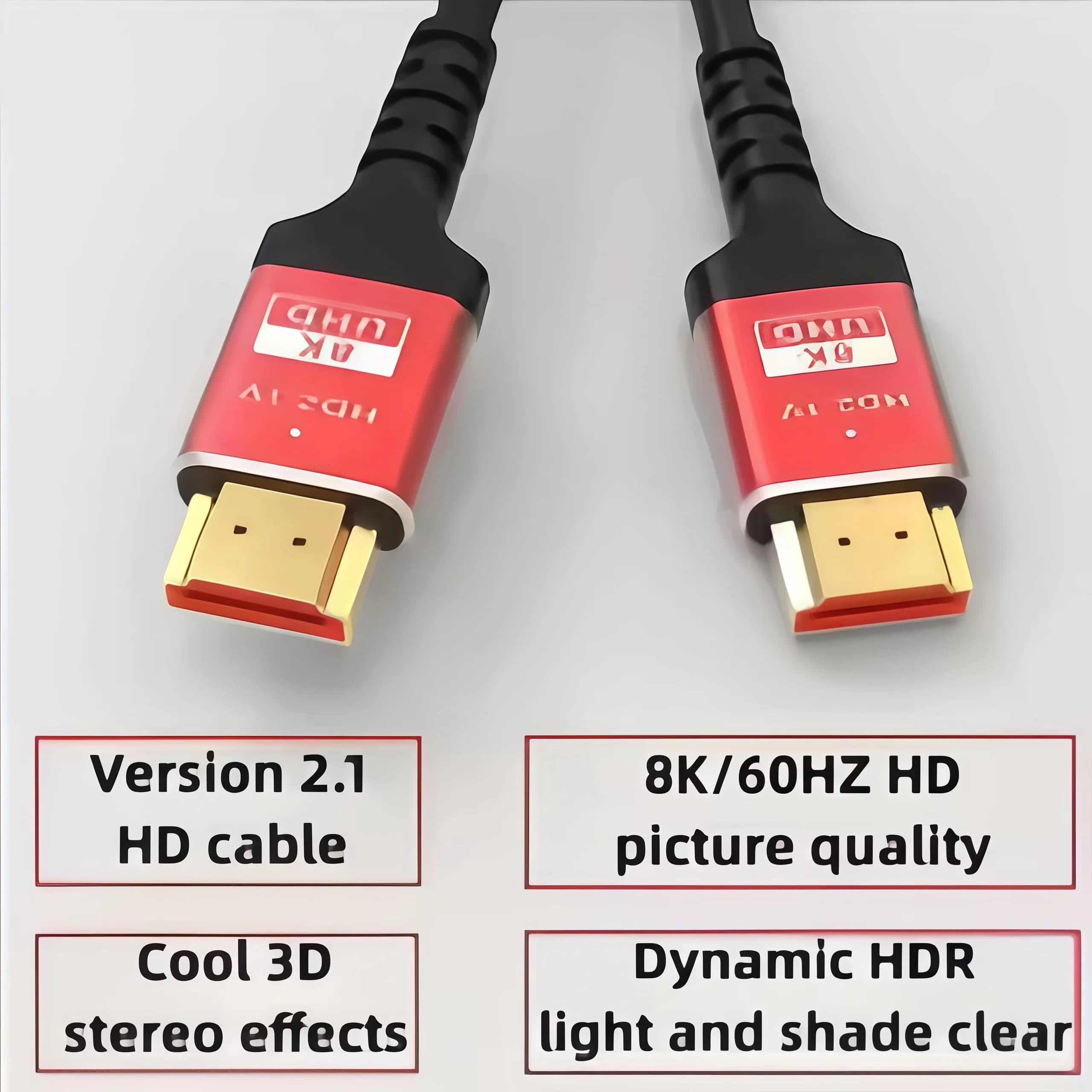 8K Ultra High Speed HDMI Cable 2.1, 48Gbps 1M/1.5M/2M, Support 8K@60Hz 4K@120Hz, eARC and Dolby Vision, Compatible with PS5