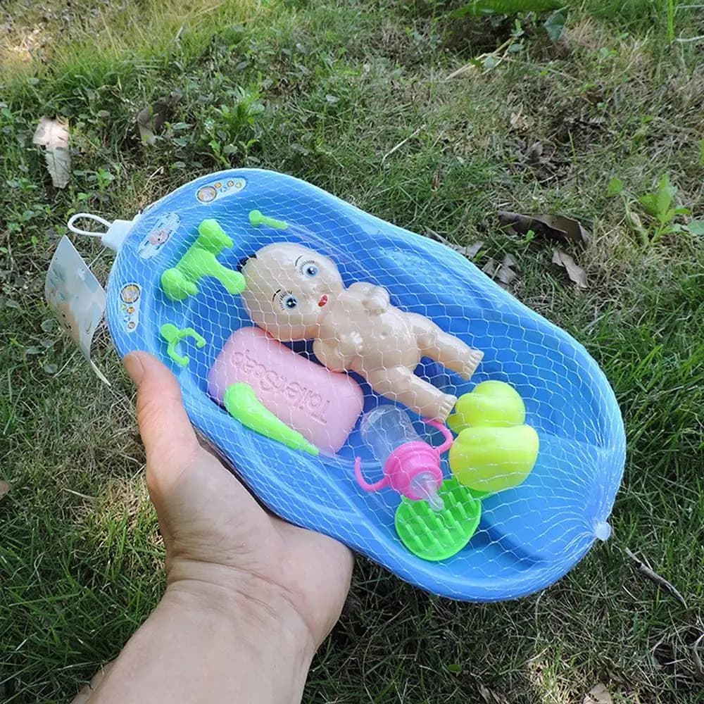 Accessori per la doccia: Set da bagno realistico per neonati con vasca, giocattolo educativo galleggiante per il gioco di imitazione in acqua