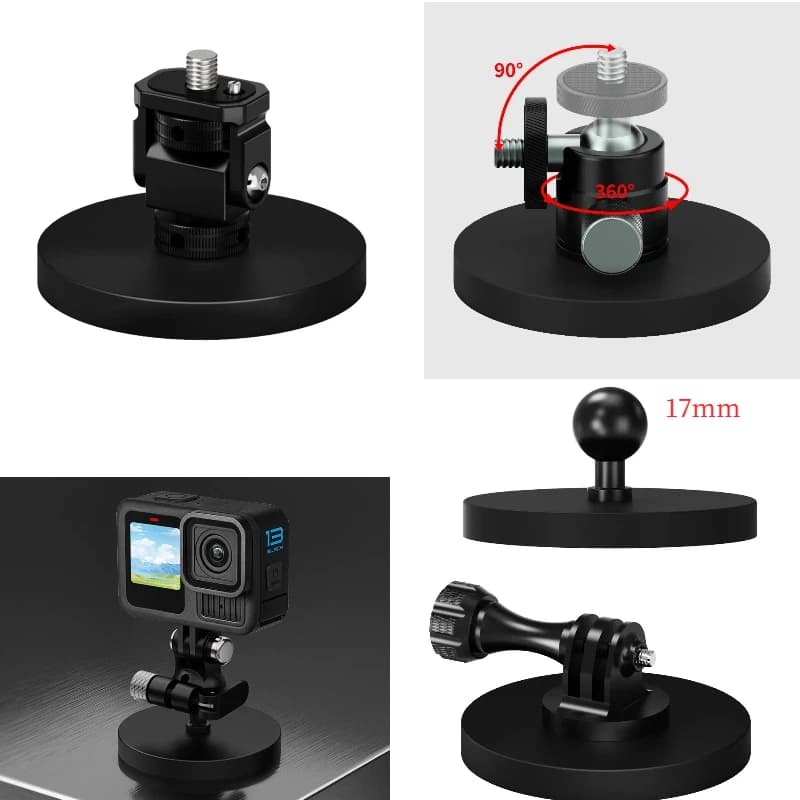 D66/D55/D43mm Forte Base di Aspirazione Magnetica Testa A Sfera Supporto Del Telefono Per Auto per GoPro Insta360 OSMO 360 Pocket 3 Supporto Desktop Stand