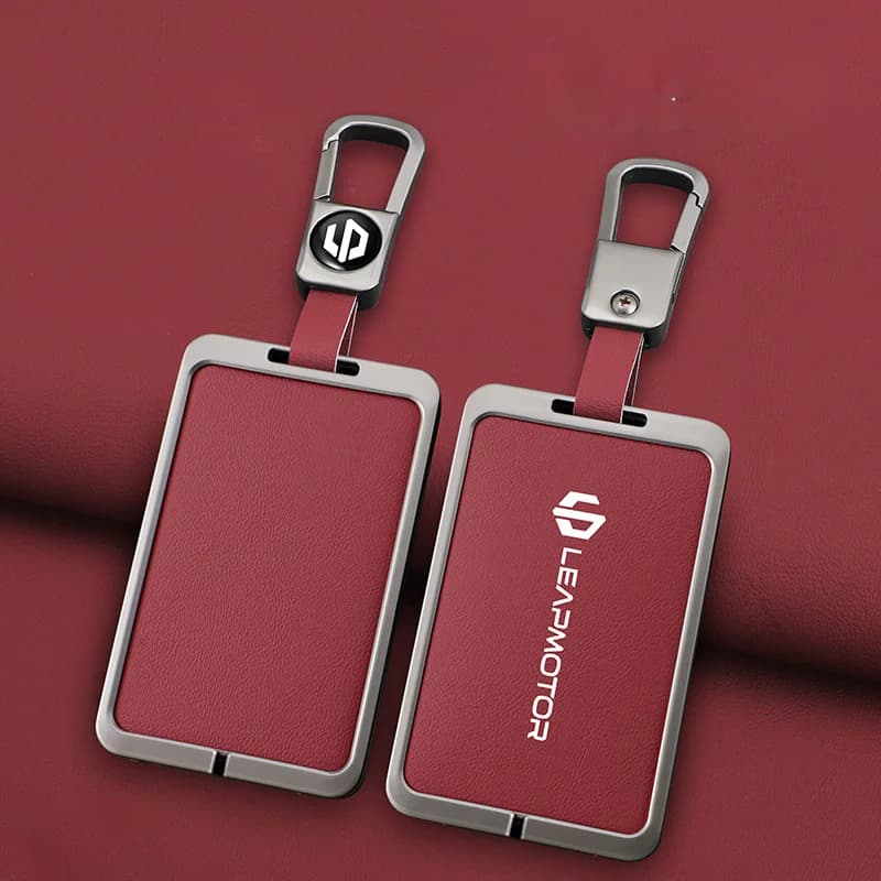 Custodia Protettiva in Lega di Zinco e Pelle per Chiave Smart NFC Auto Leapmotor C10 C11 C16 con Portachiavi - Accessori Auto