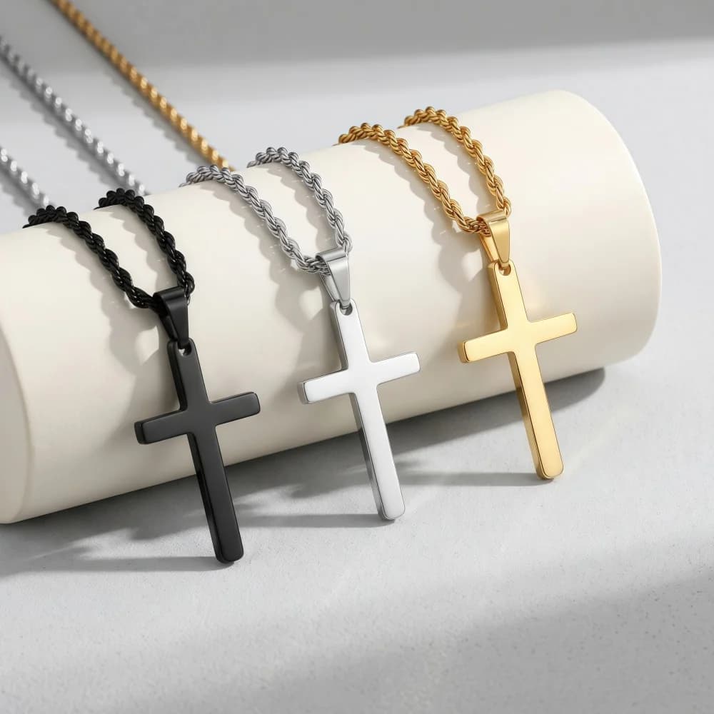 Europe and the United States cross-border hip-hop men's Fried Dough Twists chain necklace overlapping high grade titanium steel