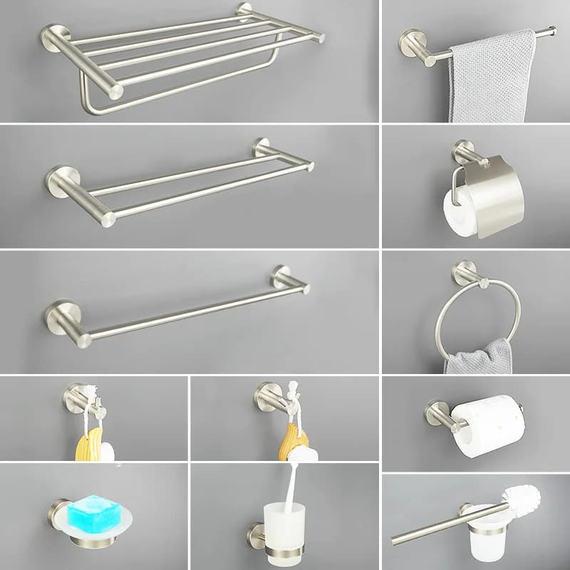 Nichel Brushed Wall Mounting Set of Bathroom Accessories Stainless Steel Towel Holders Paper Holders Bathroom Accessories
