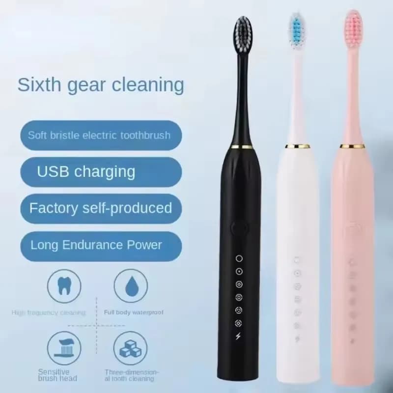 6 clean washable brush for teeth whitening and cleaning X-3 Sonic electric toothbrush USB rechargeable toothbrush for adults