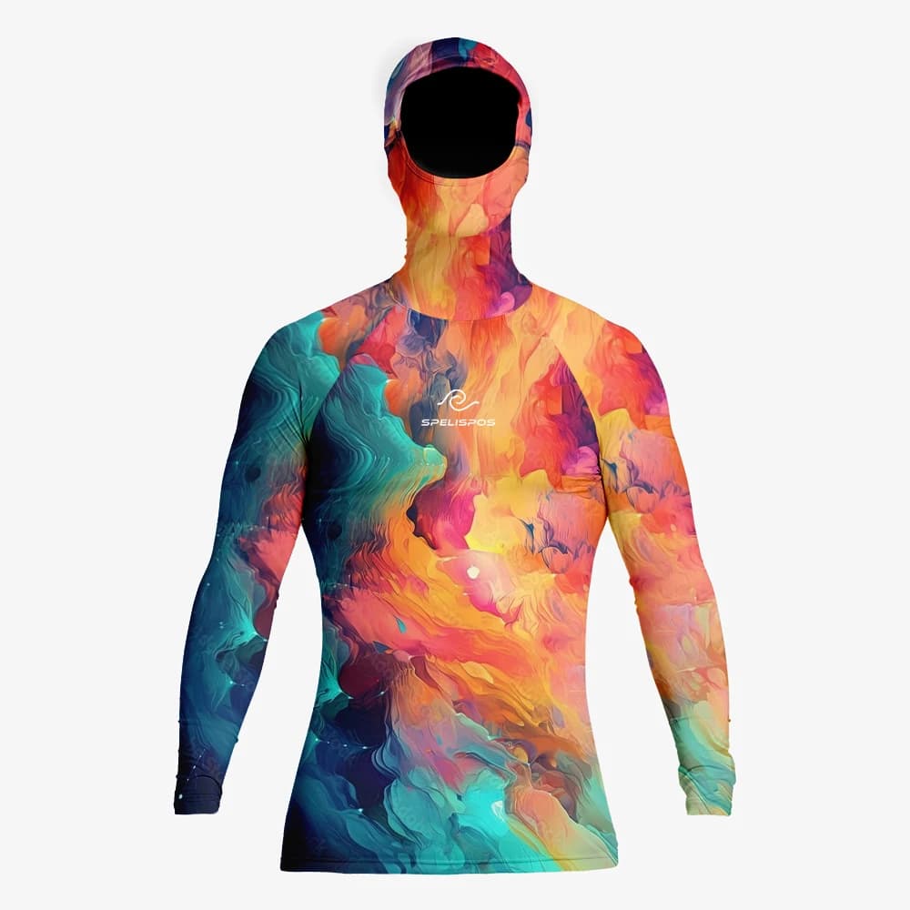 Magliette subacquee Rash Guard attillate UPF felpe con cappuccio da surf abbigliamento Fitness nuoto uomo costumi da bagno in Lycra estate cappuccio UV Beach Floatsuit Top