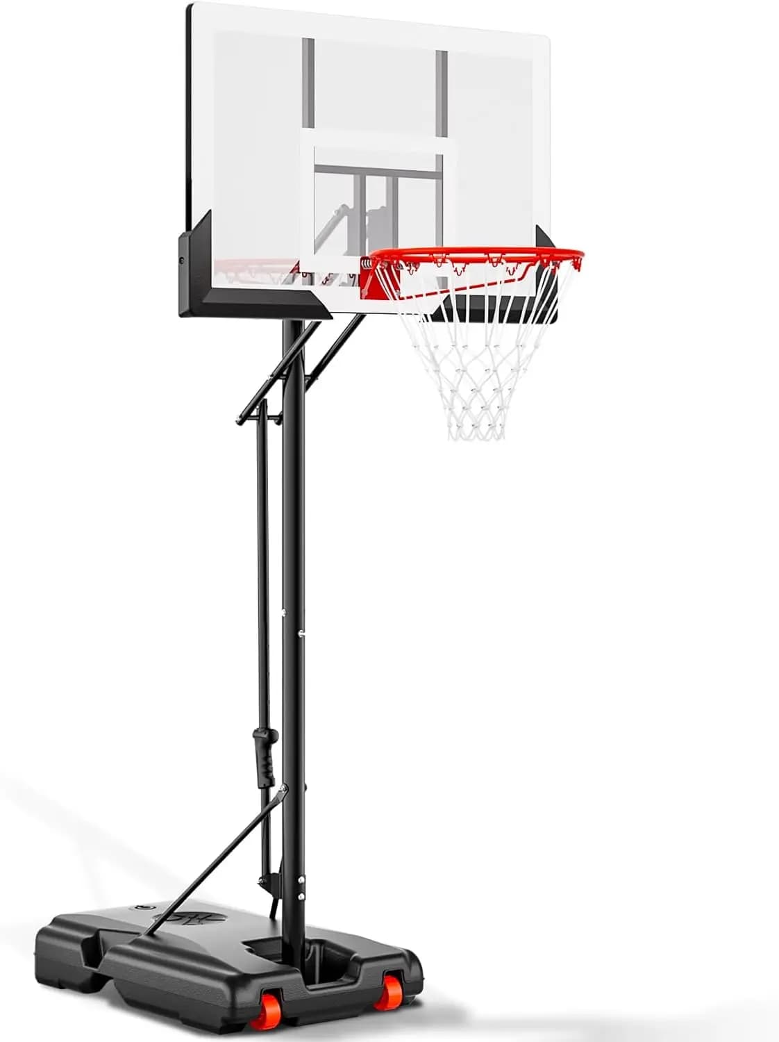 Canestro da Basket Infrangibile da 44 Pollici, Altezza Regolabile 4.8-10 Piedi, Canestro Portatile da Giardino per Bambini e Adulti