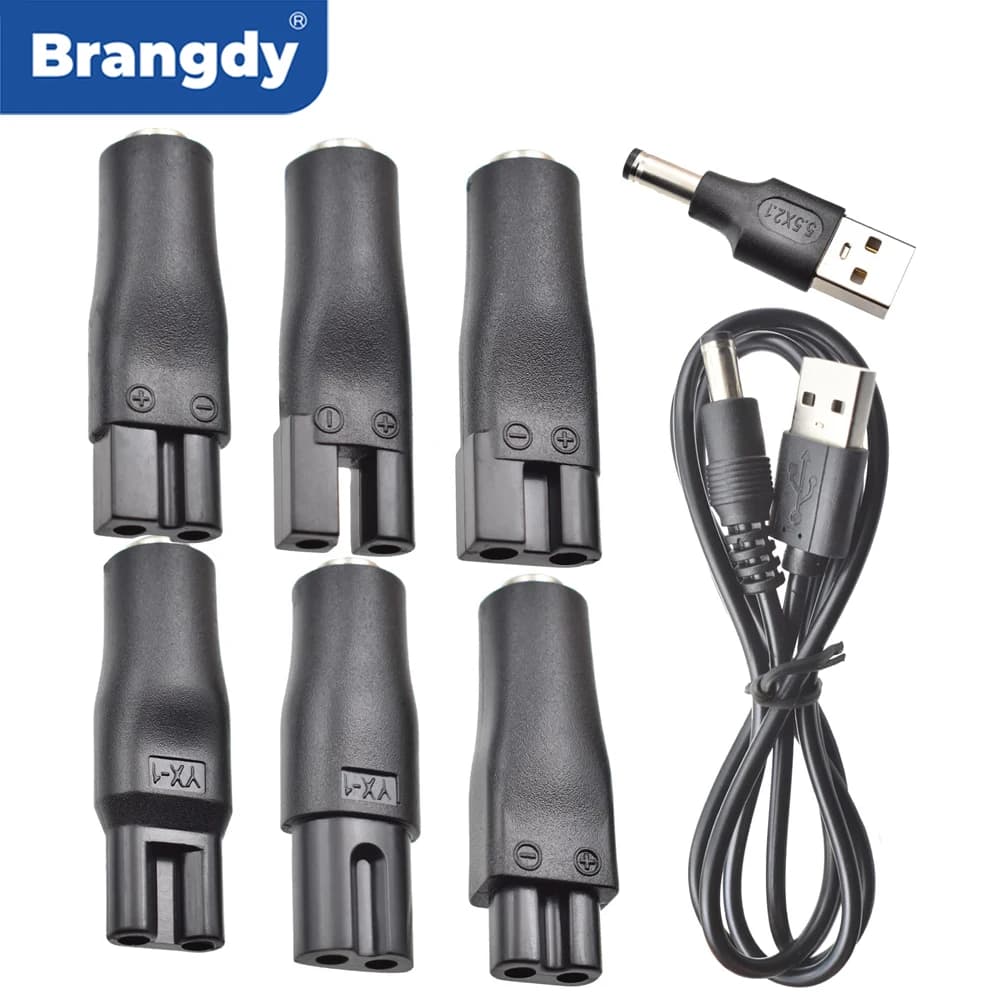 Brangdy 8 pieces power cord replacement 5V charger set of USB adapters for all kinds of electric hair cutter trimmer shaving