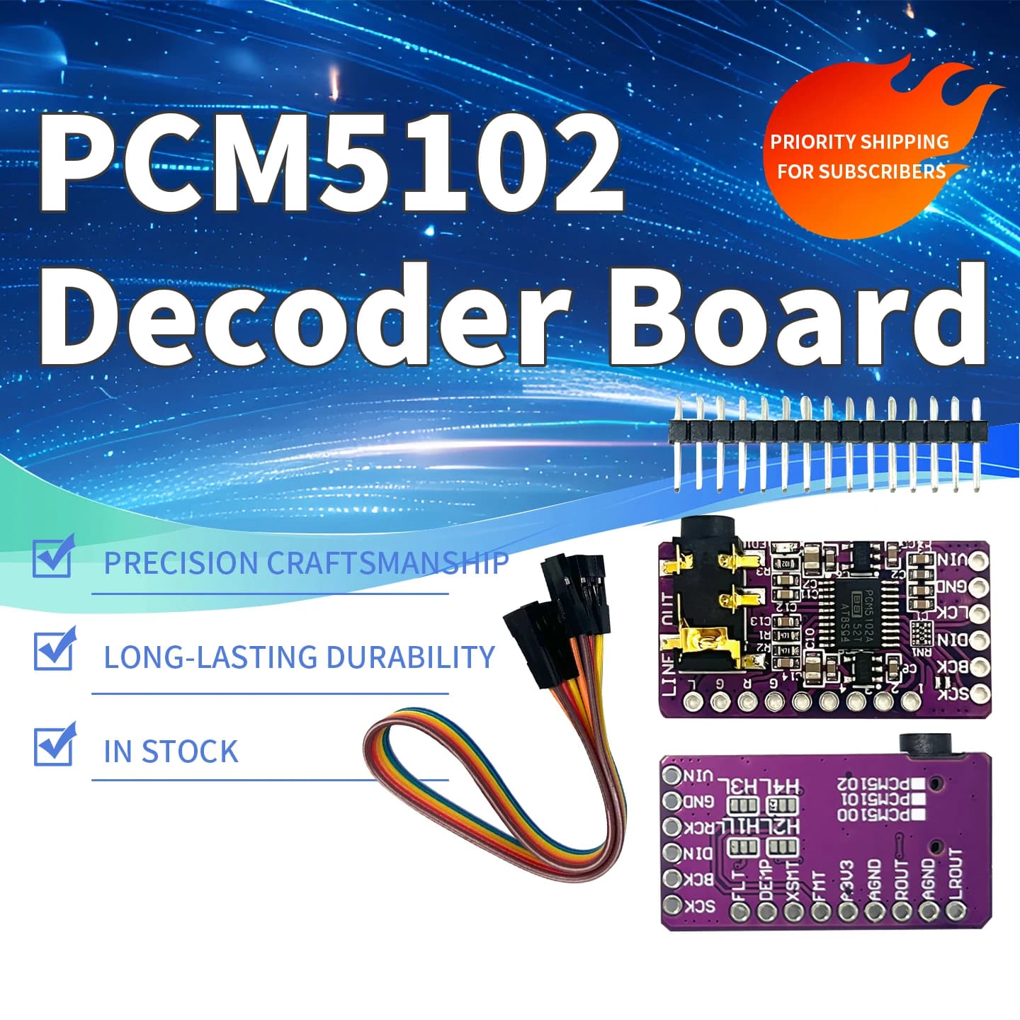 1-10PCS I2S PCM5102A DAC Decoder GY-PCM5102 I2S Reader Module For Raspberry Pi pHAT Format Digital Audio Card