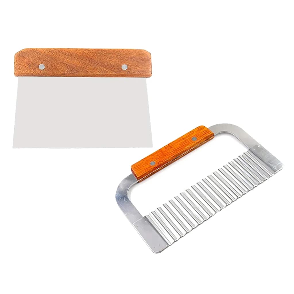 Set of 2 corrugated soap bread cutters and stainless steel straights, scraper cutter tool set with potato and vegetable planer blade