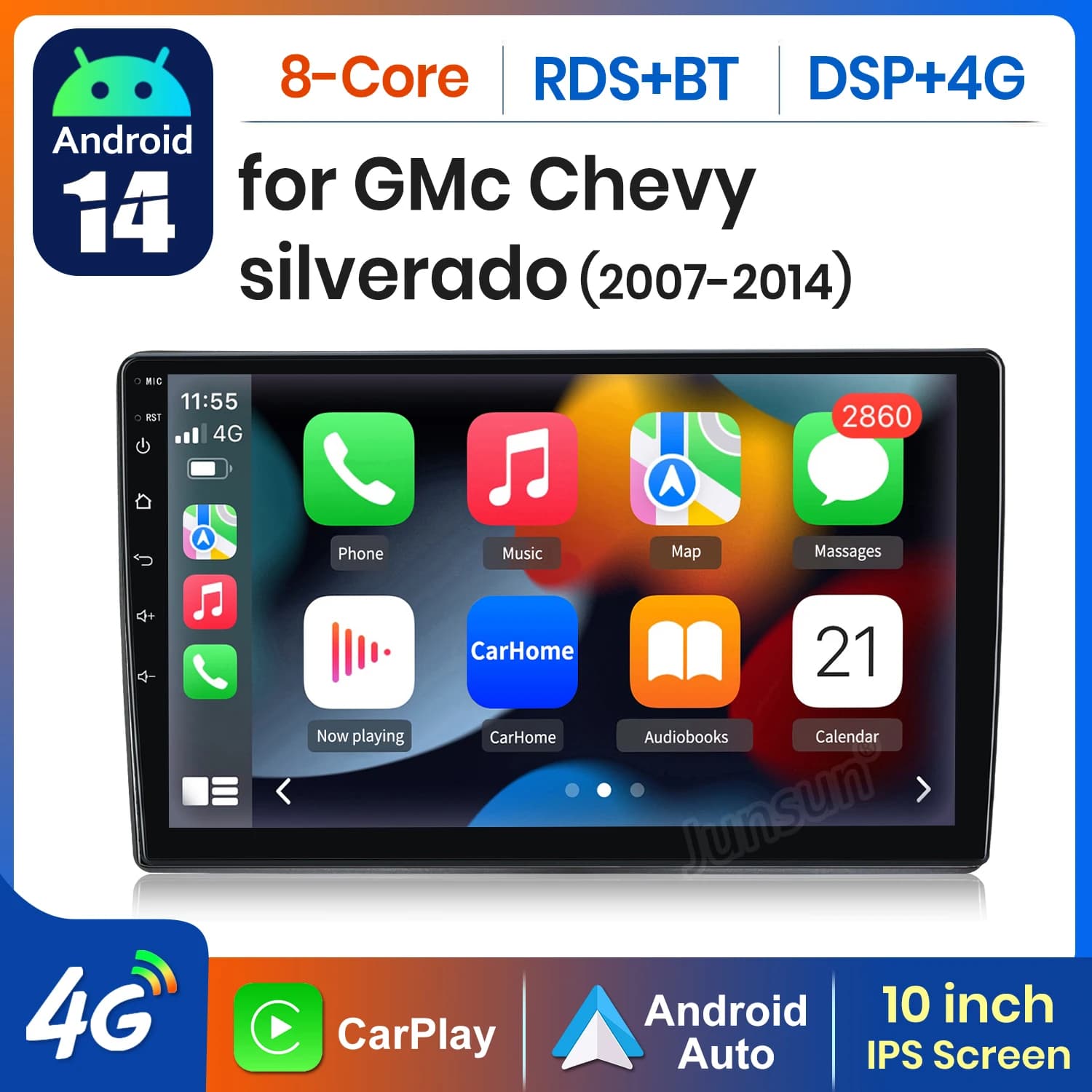 AWESAFE AI 4G LTE Wireless CarPlay Android Auto Autoradio Per Chevrolet Silverado 2 2007 2008 2009-2014 GPS Navi BT DSP RDS FM