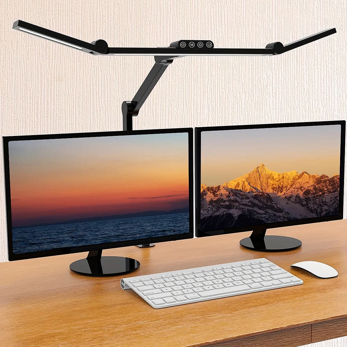 Three-head desk lamp with memory function, five color temperatures, five brightness levels, 45 degree angle design for desk use