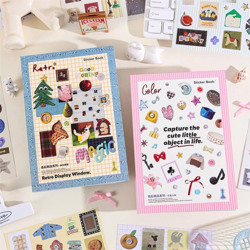 Libro di Adesivi Retrò Cartoon, Decorazioni Estetiche per Journaling, Scrapbooking, Planner, Laptop, Accessori Decorativi
