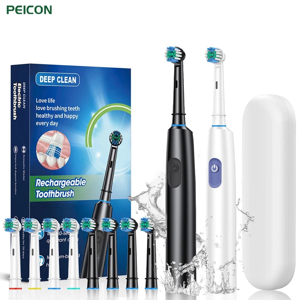 Rechargeable rotating electric toothbrush compatible with Oral B spare heads