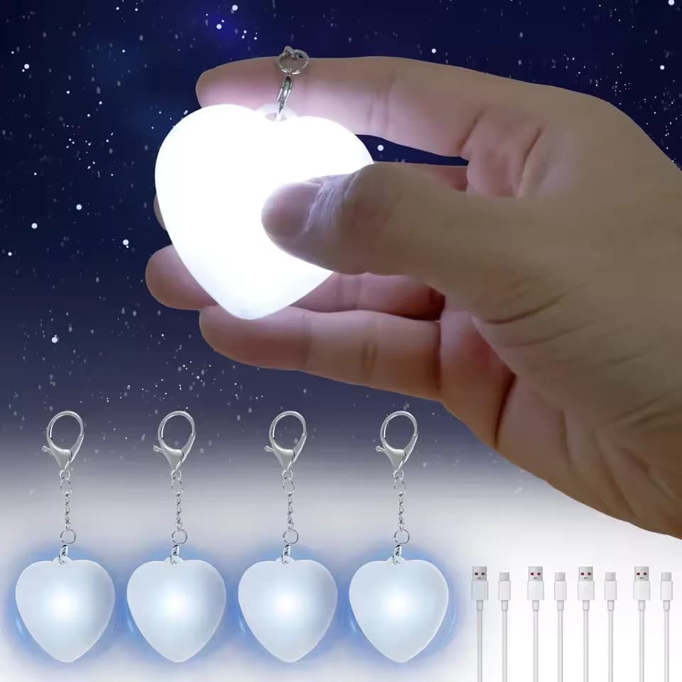 1/2/3 pezzi LED borsa leggera borsa lampada cuore rotondo a forma di stella borsa attivata dal tocco luce notturna con portachiavi regali per le donne ragazza