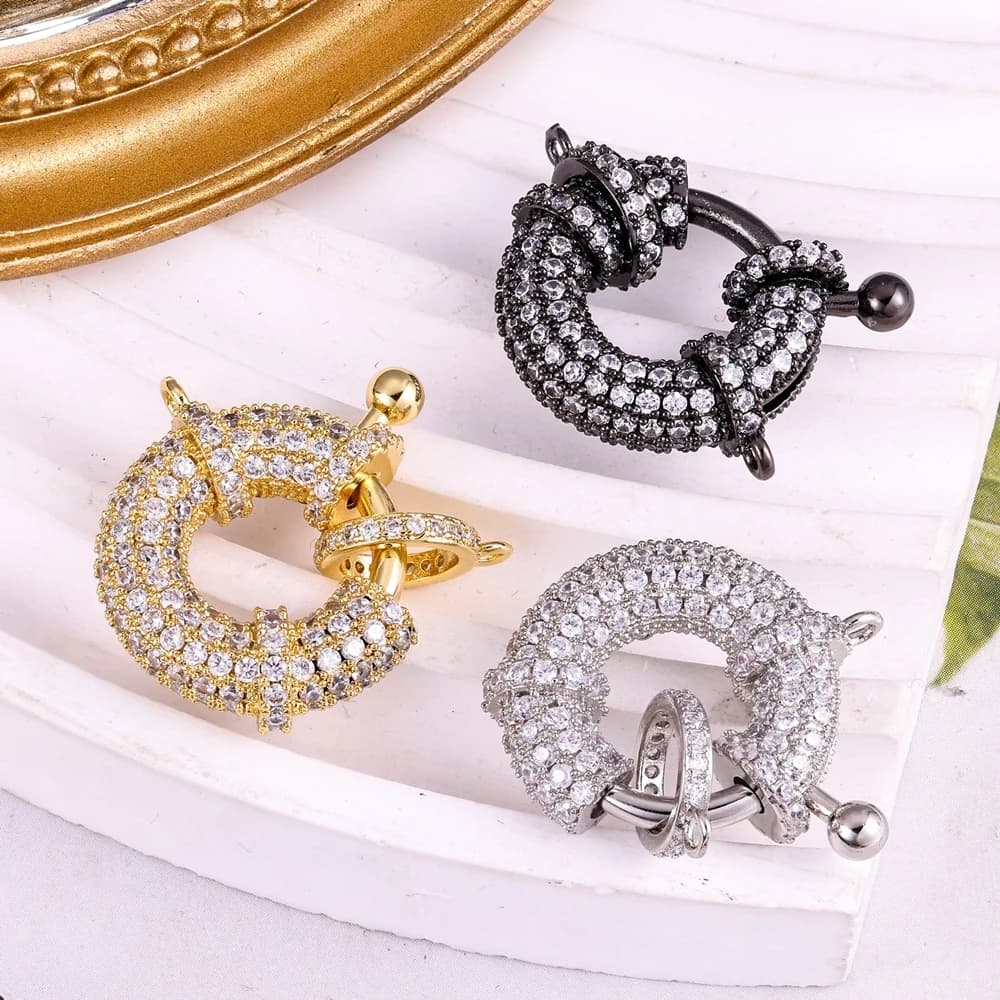 Juya 18K Placcato Oro Decorazione di Fissaggio Moschettone Spiral Lock Catenacci Accessori Per Il FAI DA TE di Lusso Catene di Maglia Creazione di Gioielli