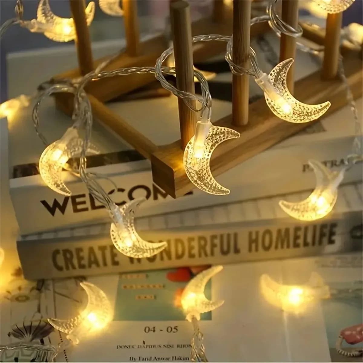 1 confezione Ramadan Decor Moon String Lights LED a batteria Ramadan Mubarak Luci per mezzaluna Party Home Garden Soggiorno