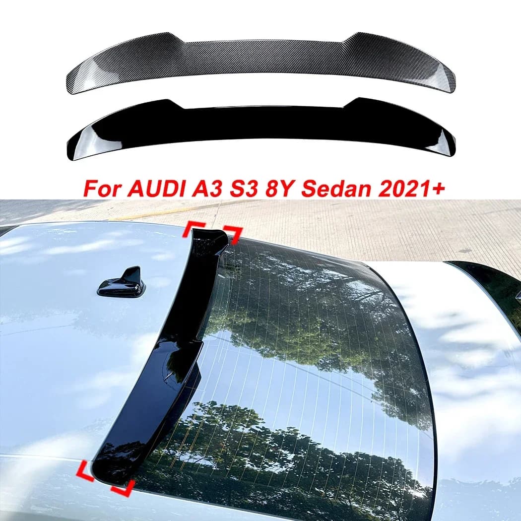 Rear Roof Spoiler For AUDI A3 S3 8Y Sedan 2021+ Car Splitter Diffuser Body Kit Gloss Black/Carbon Look ABS Plastic Decoration