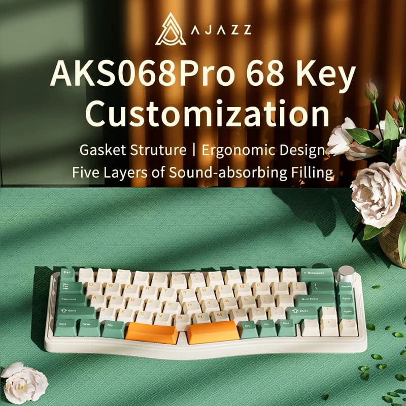 Ajazz AKS068pro Alice 68 tasti guarnizione Layout ergonomico tastiera meccanica da gioco Wireless Hotswap RGB