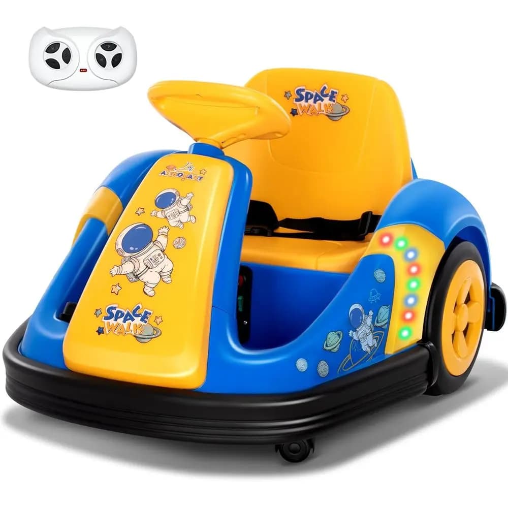 Auto Elettrica per Bambini 12V con Ruote Grandi e Rotazione a 360° ° Giocattolo Cavalcabile Astro Explorer con Telecomando, Cintura di Sicurezza, Musica, Luci LED e 3 Velocità