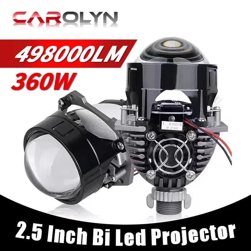 Obiettivo per proiettore Bi Led da 2,5 pollici Ha condotto la luce H4 H7 9005 9006 Lampadina per fari per auto Fascio alto e basso Diodo 6000K 90W 40000LMTurbo H7 Tuning